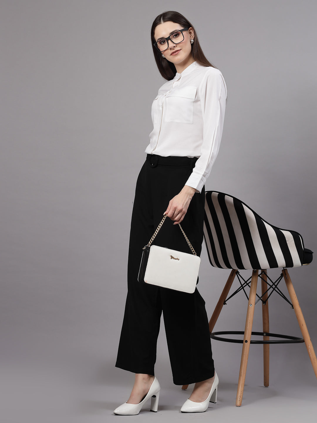 Style Quotient Women Smart White Double Pocket Shirt