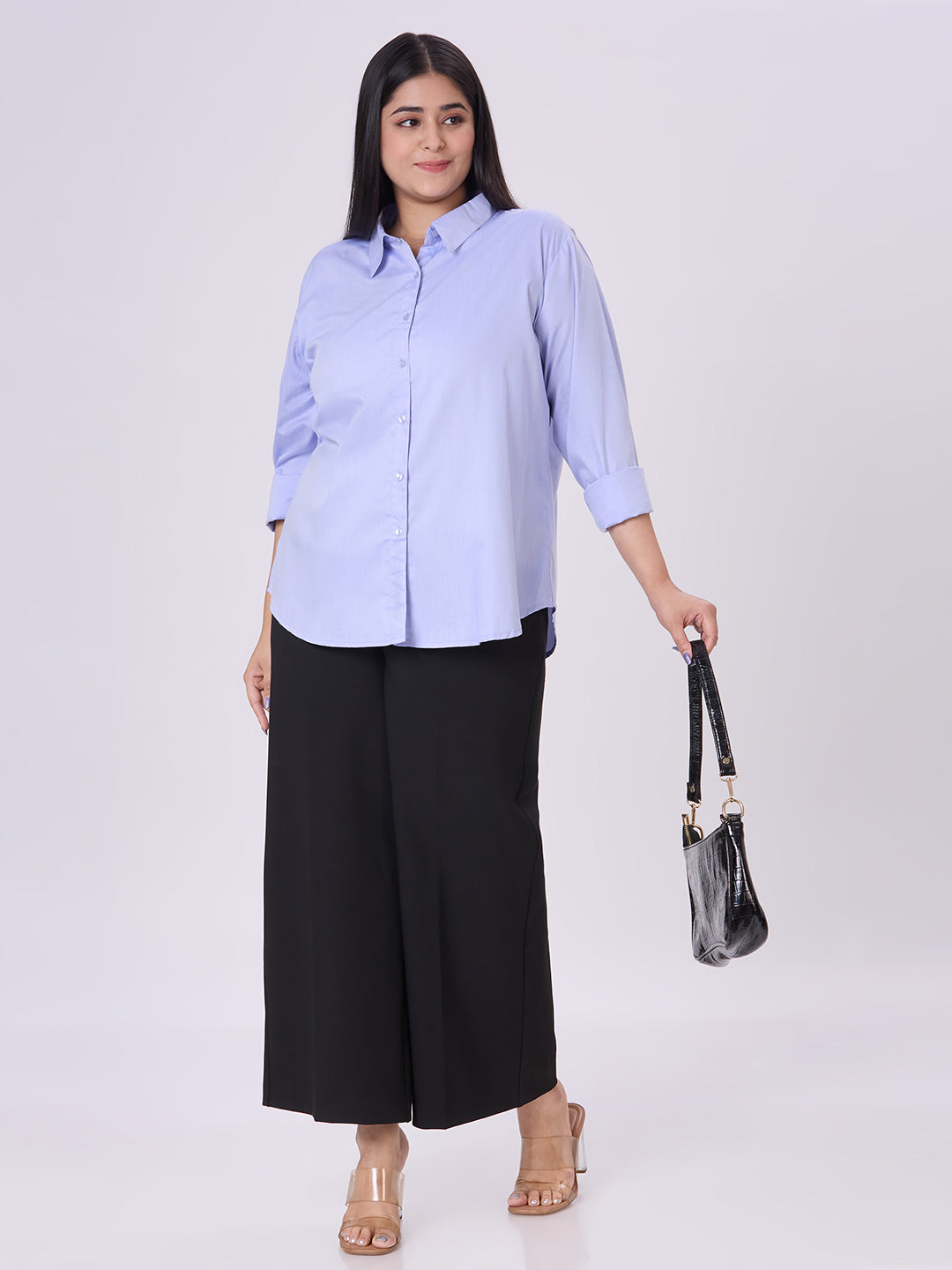 Style Quotient Women Chambray Blue Formal Shirt