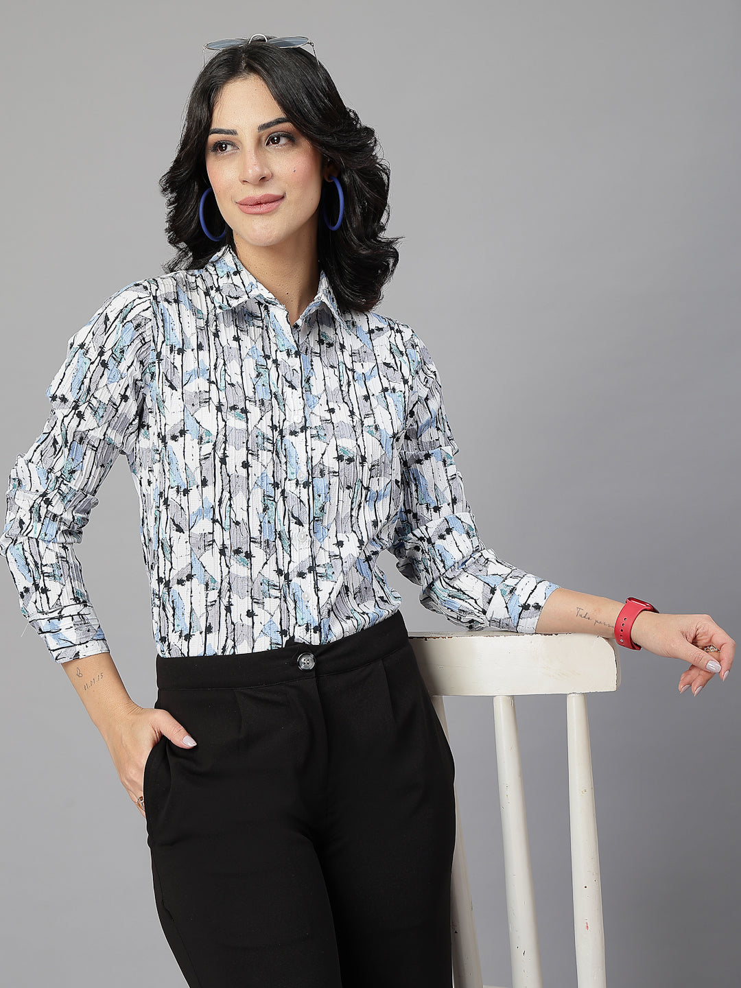 Style Quotient Women white stripes printed shirt