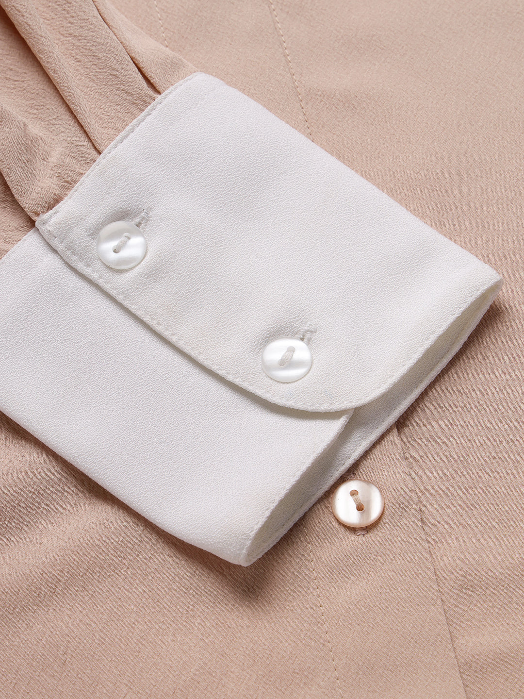 Style Quotients Women Nude Pink and White Polyester Formal Shirt