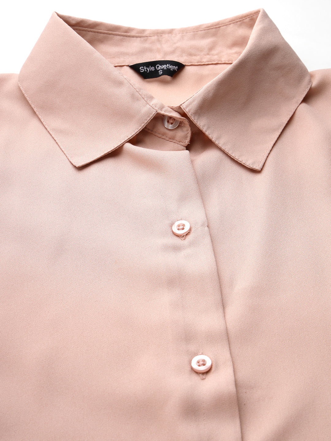 Style Quotient Women Solid Nude Polyester Formal Shirt