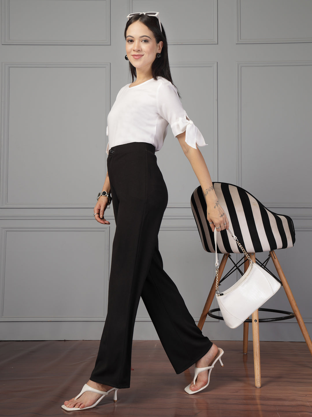 Style Quotient Women White Regular Fit Formal Rayon Top