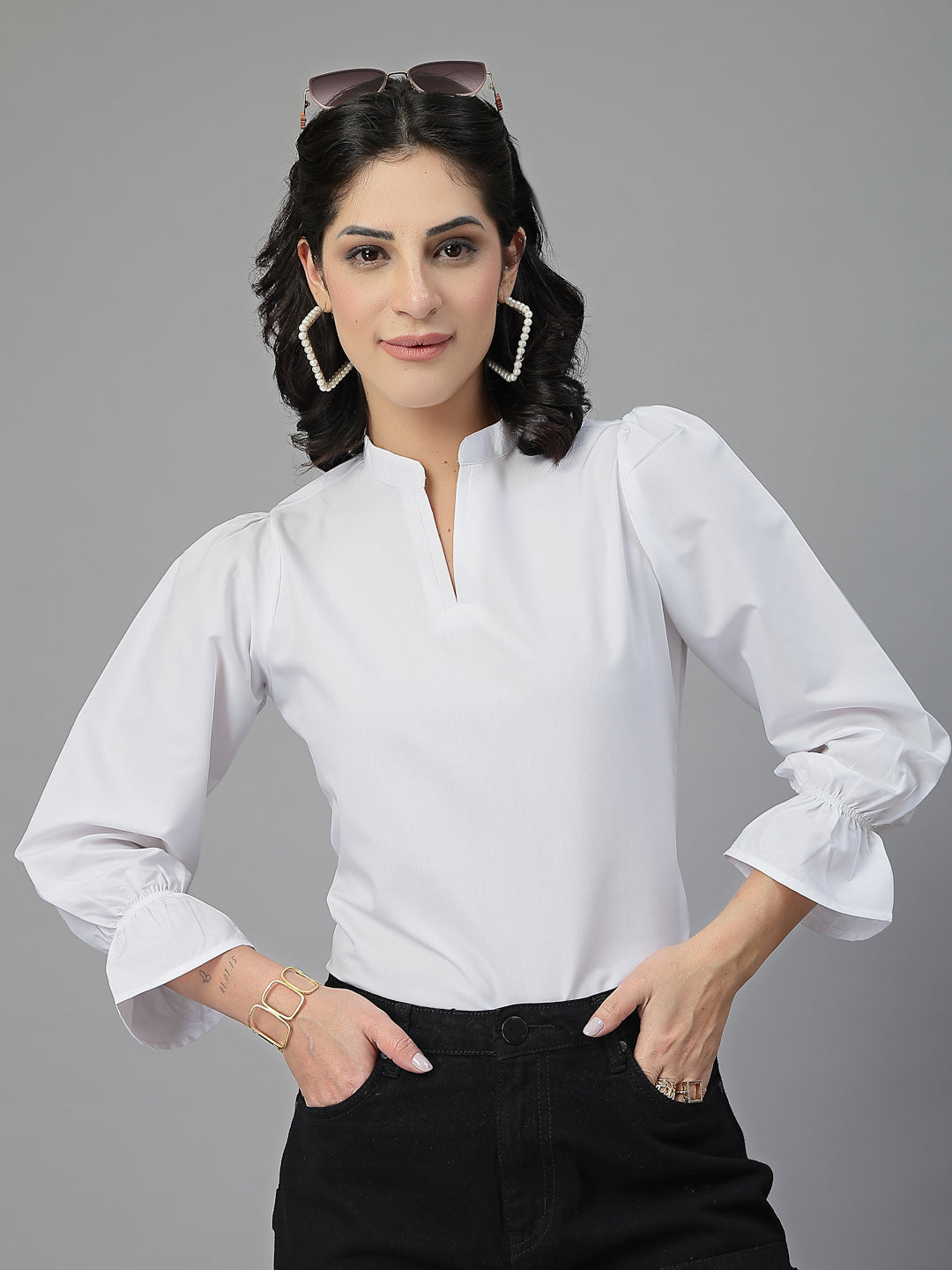 Style Quotient Women White Formal top