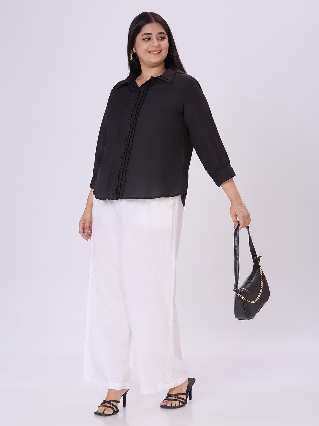 Style Quotient Women Black Polyester Formal Shirt