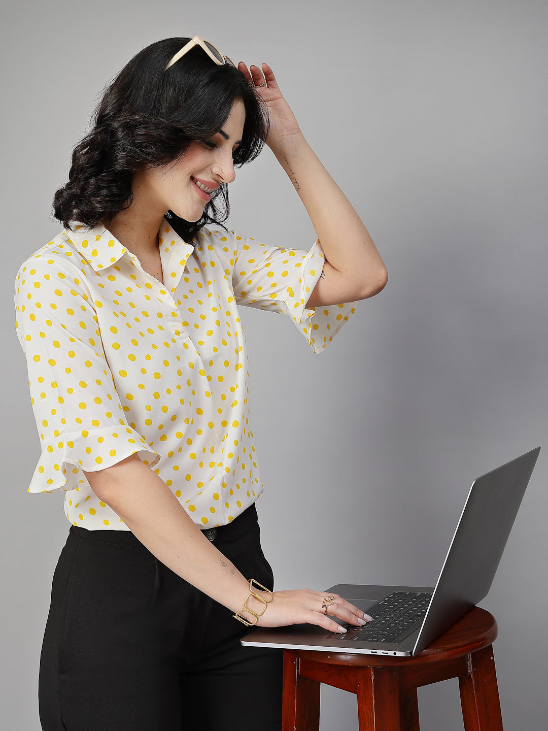 Style Quotient Women White Yellow shirt style Top