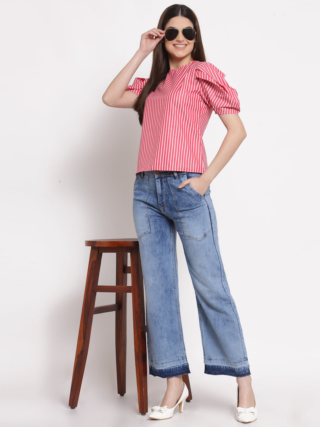 Style Quotient Red White Striped Top