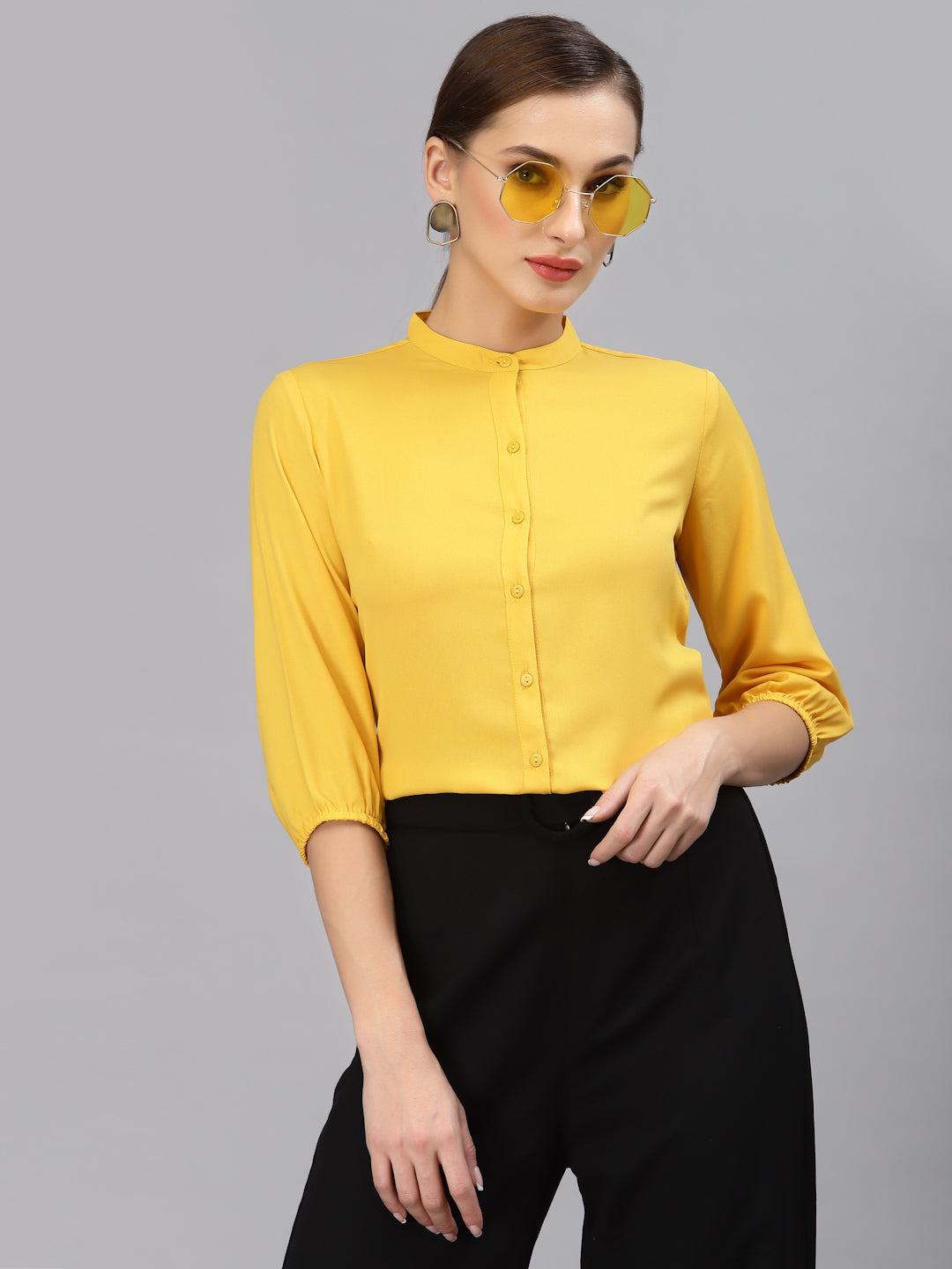 Yellow formal cheap shirt women's