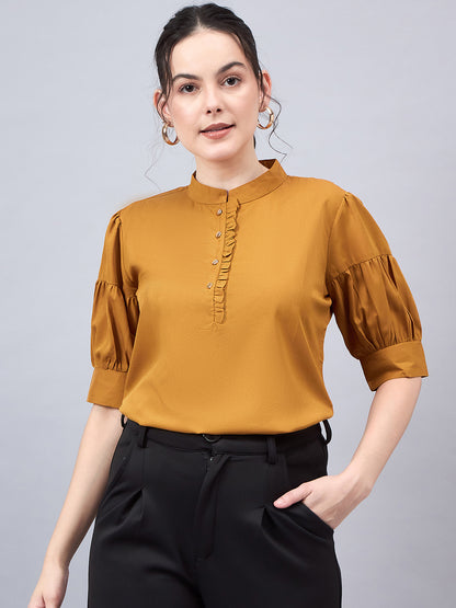 Style Quotient Women Mustard Yellow Solid Top