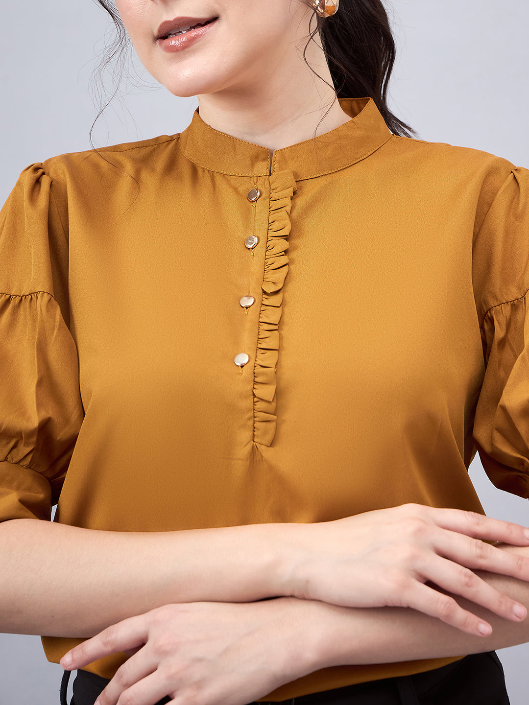 Style Quotient Women Mustard Yellow Solid Top