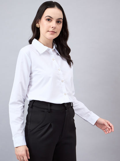 Style Quotient Women Solid White polycotton Formal Shirt