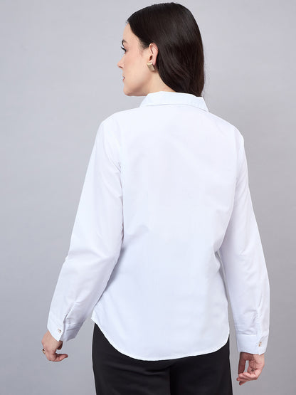 Style Quotient Women Solid White polycotton Formal Shirt