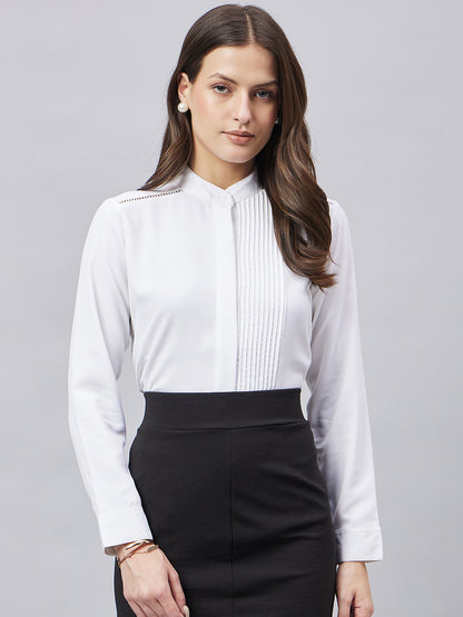 Style Quotient Women Solid White Polyester Regular Fit Formal Shirt