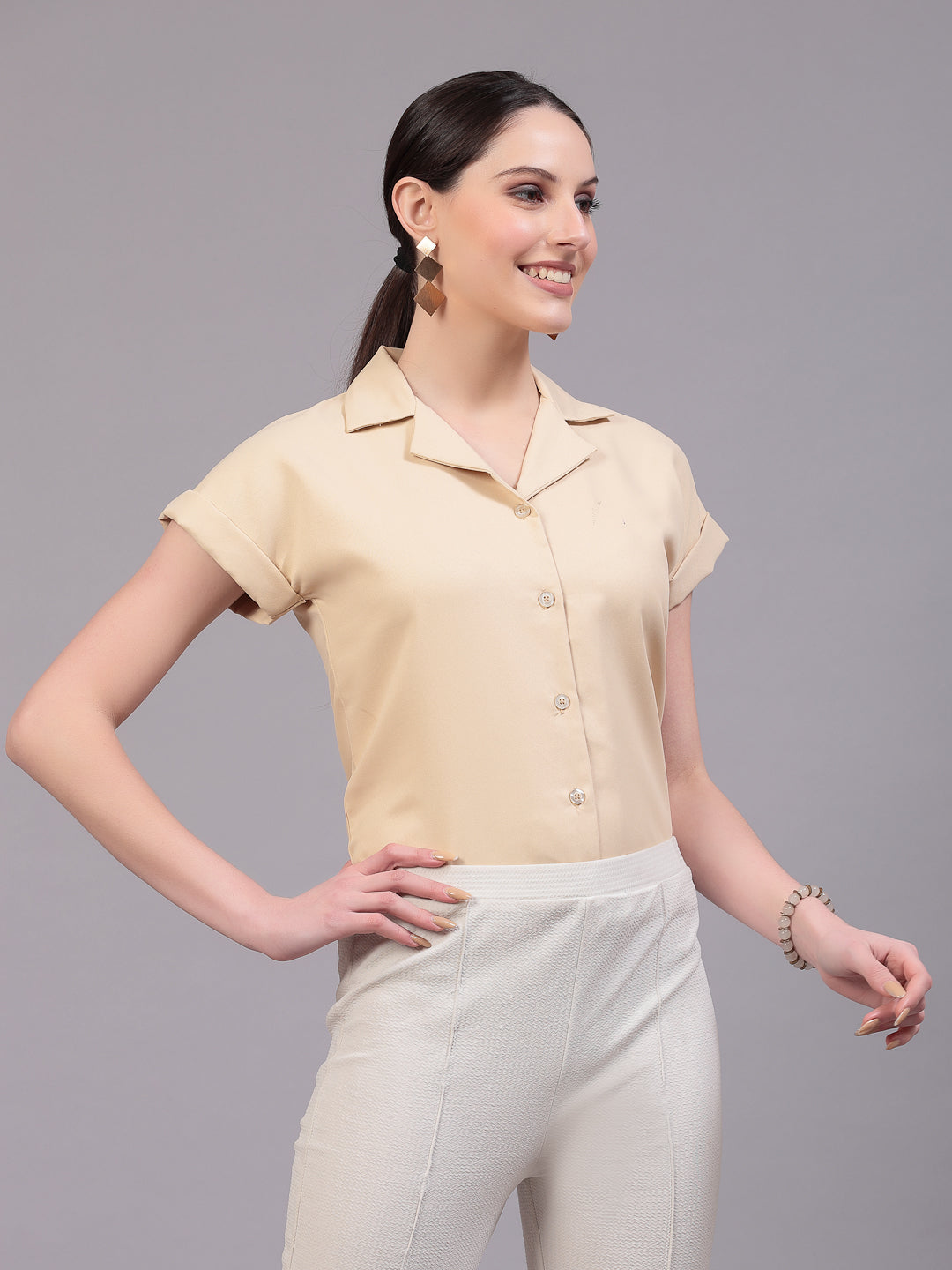 Style Quotient Women Smart Lapel Collared Office Shirt