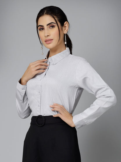 Style Quotient Women Self Design Olive polycotton Formal Shirt