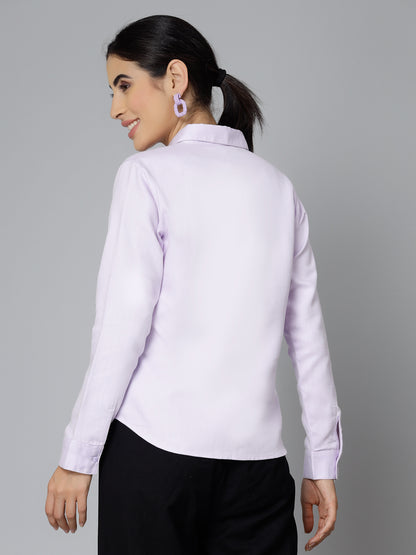 Style Quotient Women Self Design Lilac polycotton Formal Shirt