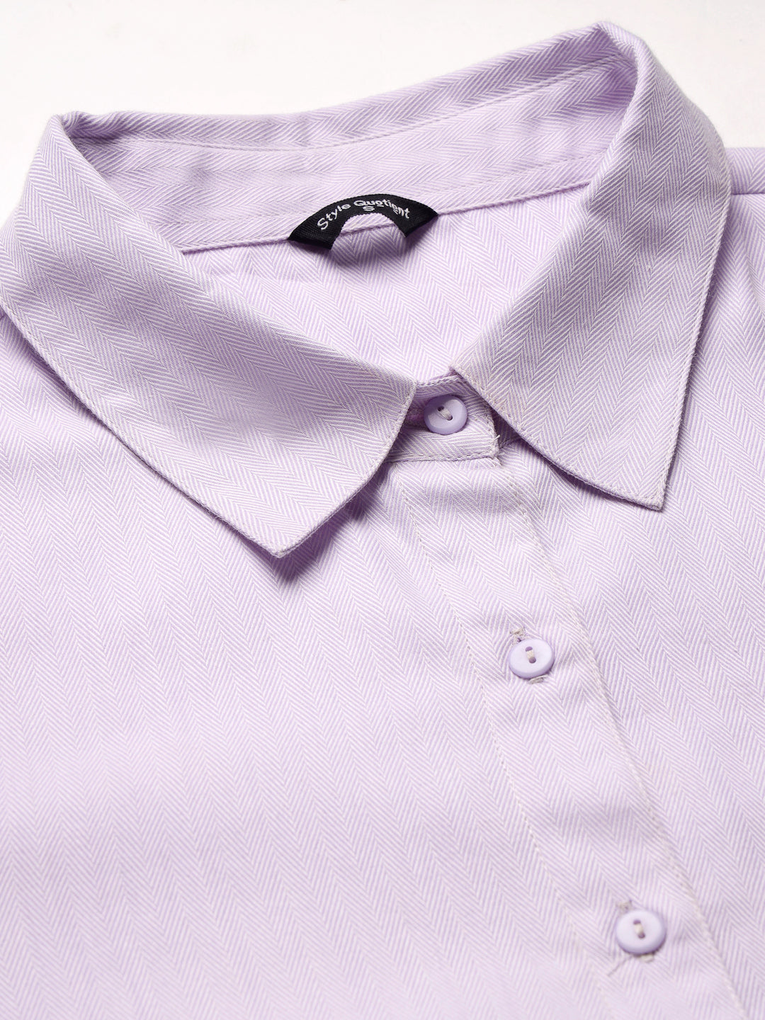 Style Quotient Women Self Design Lilac polycotton Formal Shirt