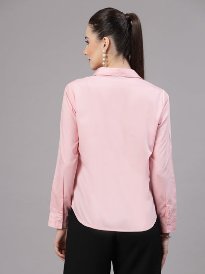 Style Quotient Women Solid Pink Regular Formal Shirt