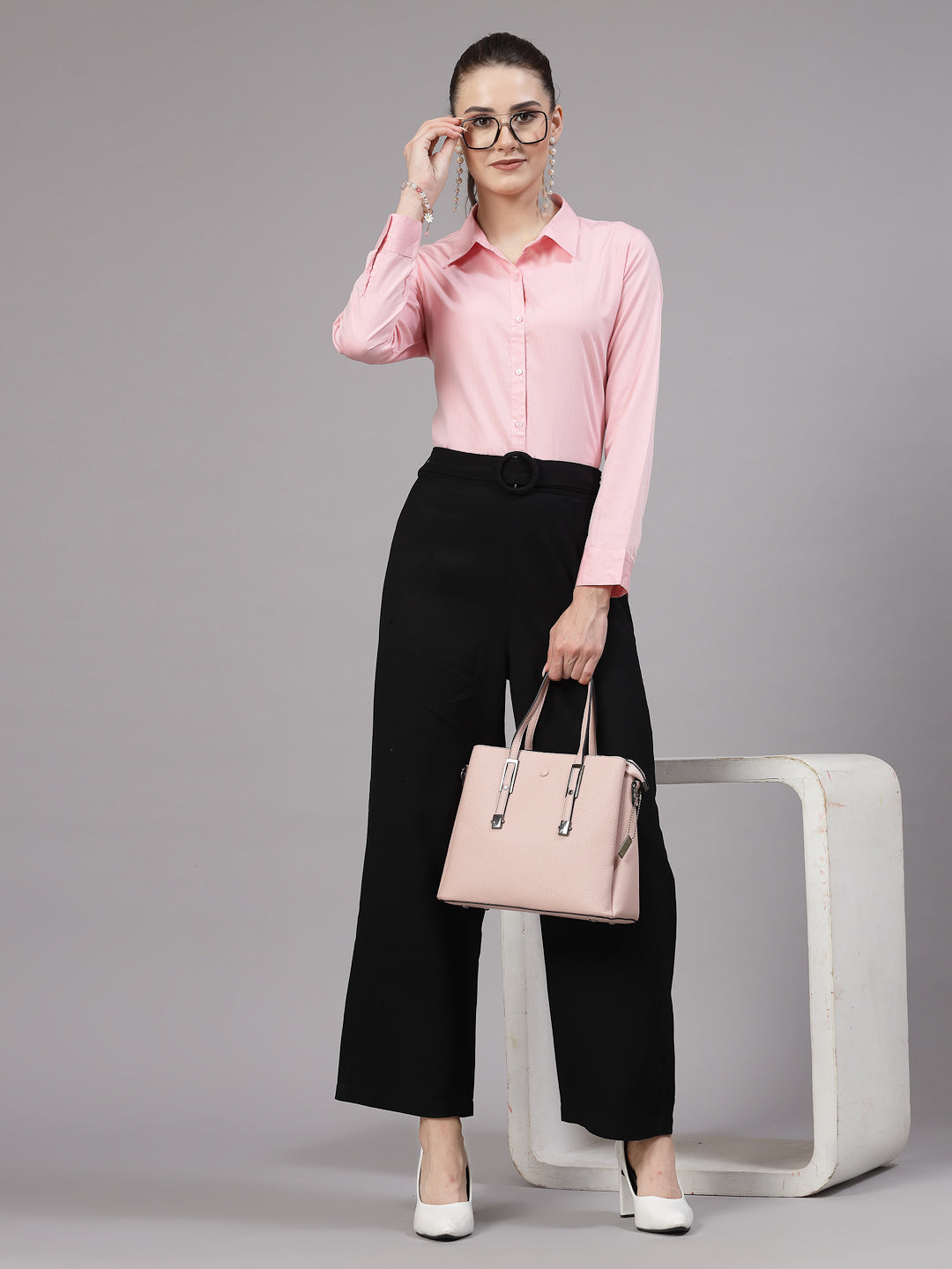 Style Quotient Women Solid Pink Regular Formal Shirt