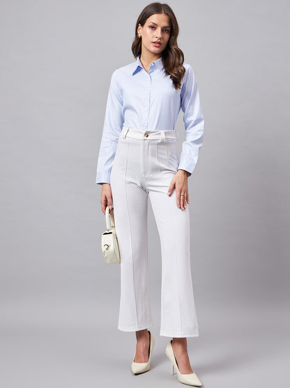 Style Quotient Women Micro Ditys Self Design Blue And White Polycotton Formal Shirt