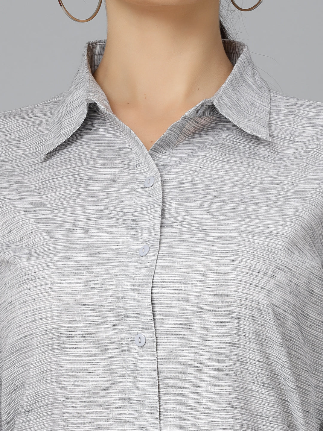 Style Quotient Women Self Design Grey polycotton Formal Shirt