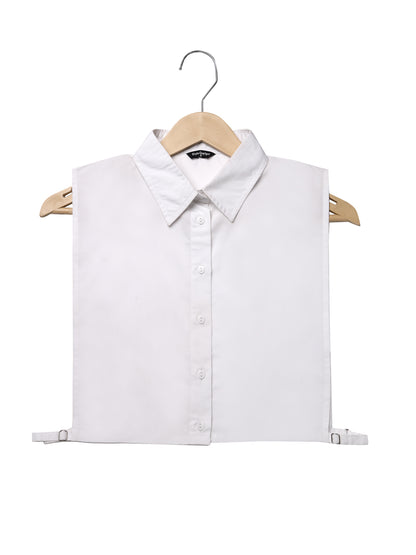 Style Quotient Women Solid White Polycotton Regular Dickey Collar Shirt