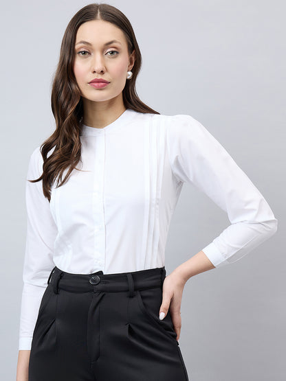 Style Quotient Women Solid White Polycotton Regular Shirt