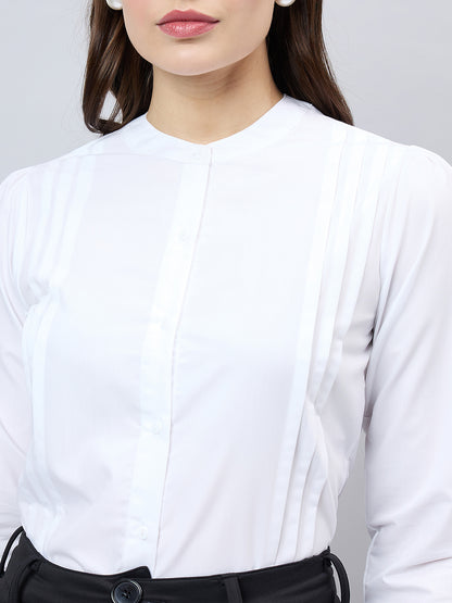 Style Quotient Women Solid White Polycotton Regular Shirt