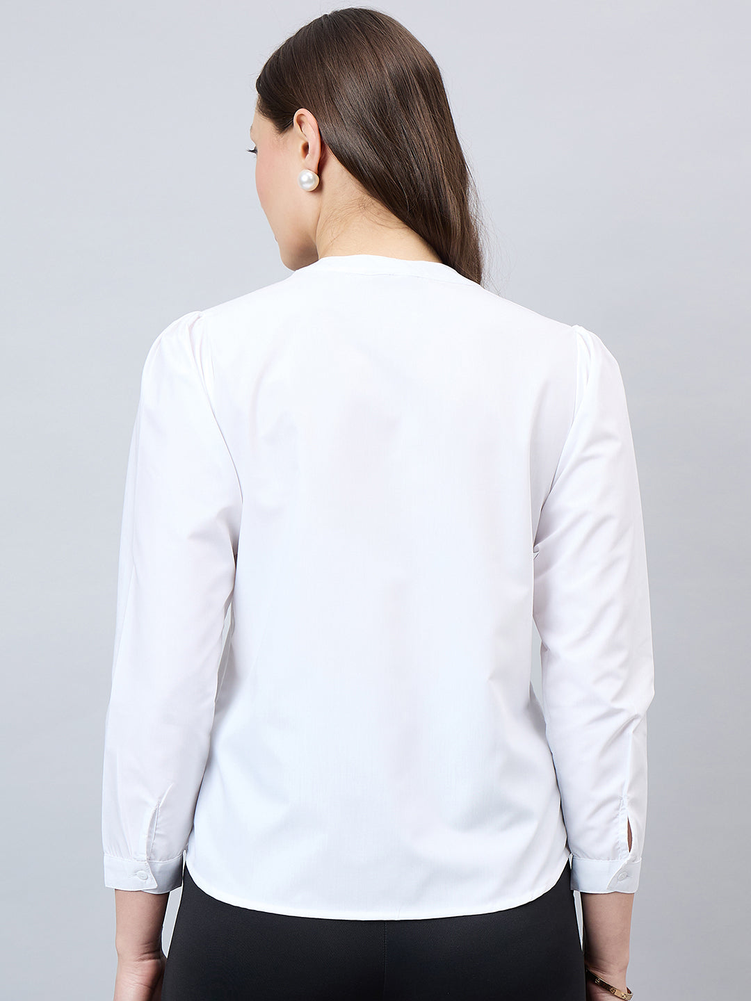 Style Quotient Women Solid White Polycotton Regular Shirt