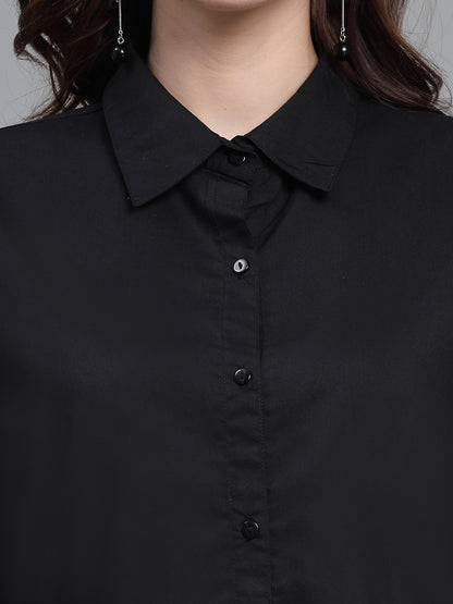 Style Quotient Women Solid Black Polycotton Regular Formal Shirt