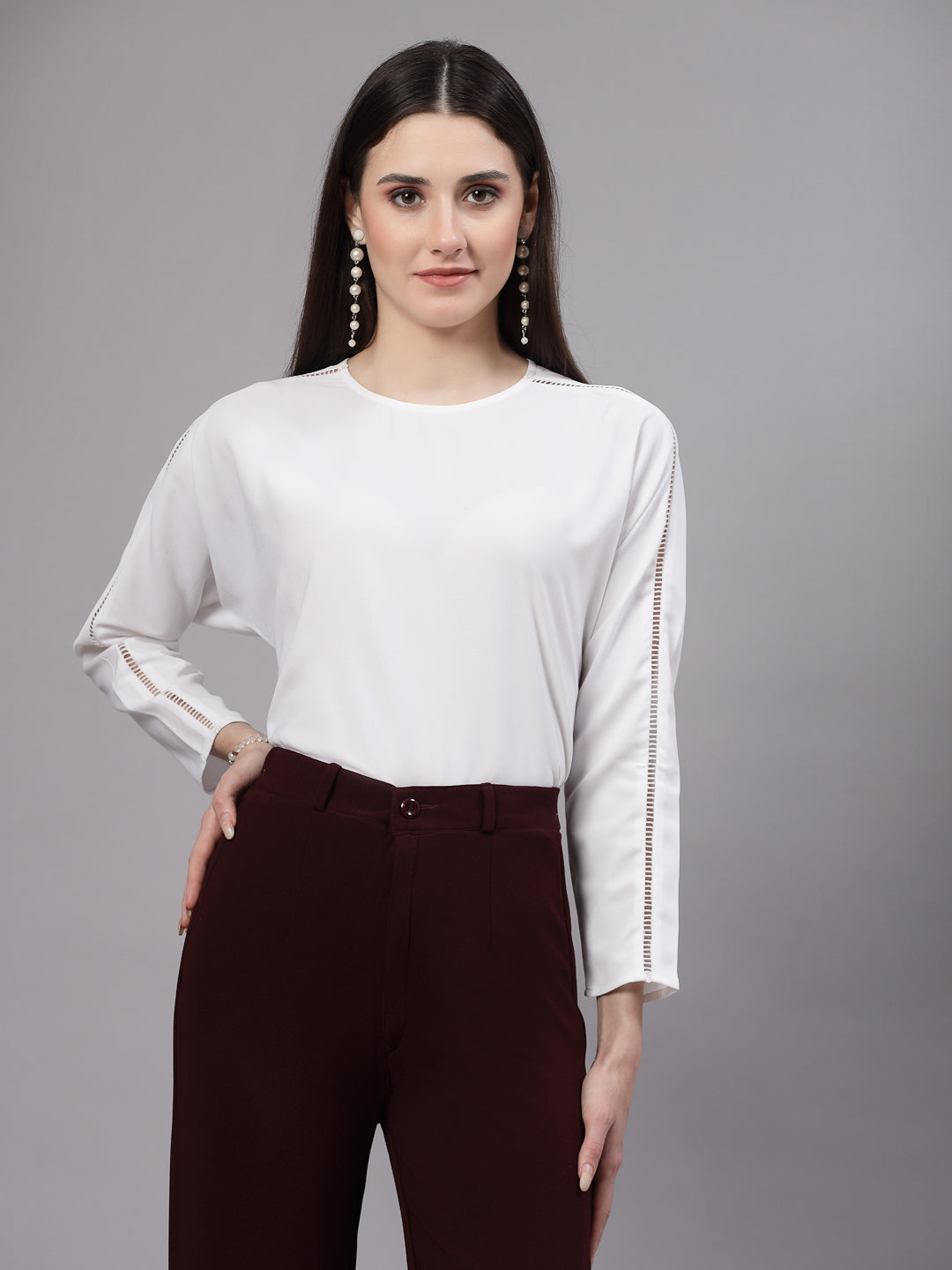 Style Quotient Women Solid Full Extended Sleeve Smart Fit top