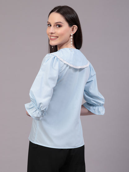 Style Quotient Women Sky Blue Victorian style Shirt