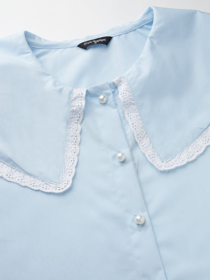 Style Quotient Women Sky Blue Victorian style Shirt