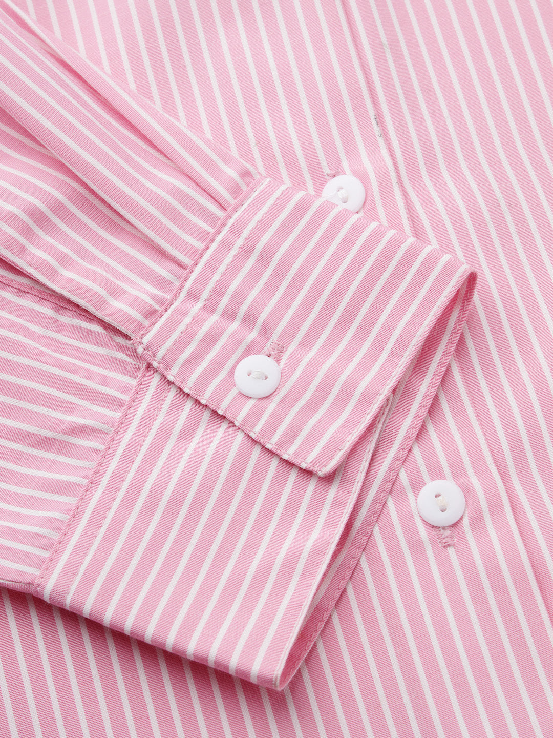 Style Quotients Women Pink And White Cotton Stripe Smart Casual Shirt