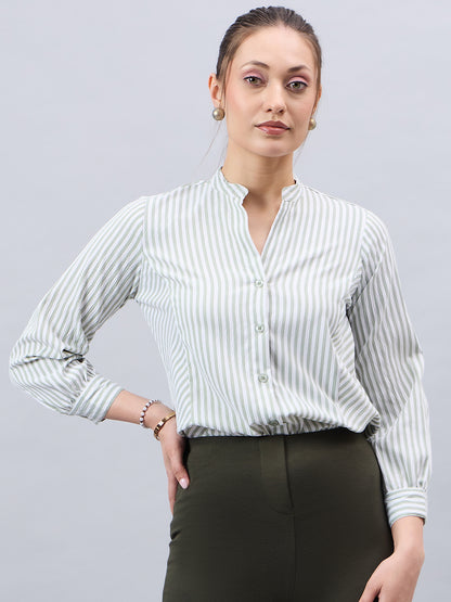 Style Qutotient Womens Striped Full Sleeve V-neck Shirt