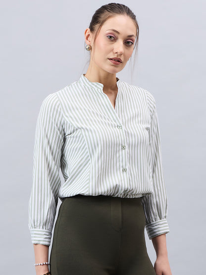 Style Qutotient Womens Striped Full Sleeve V-neck Shirt