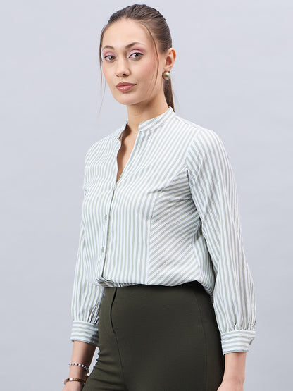 Style Qutotient Womens Striped Full Sleeve V-neck Shirt