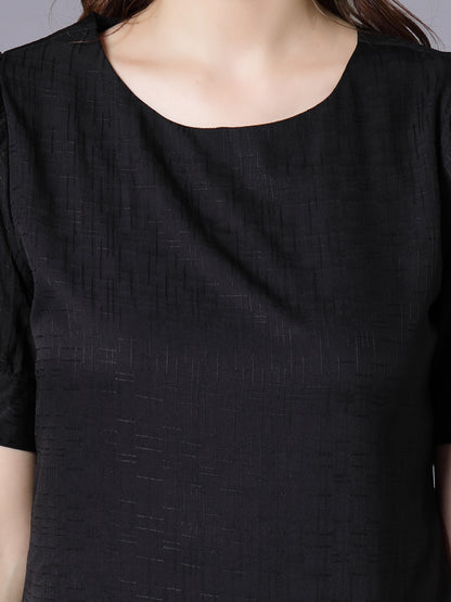 Style Quotient Women Black Solid Polyester Regular Smart Formal Top