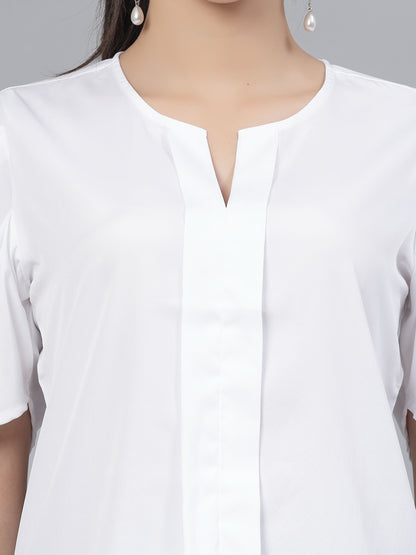 Style Quotient Women White Solid Polyester Regular Formal Top