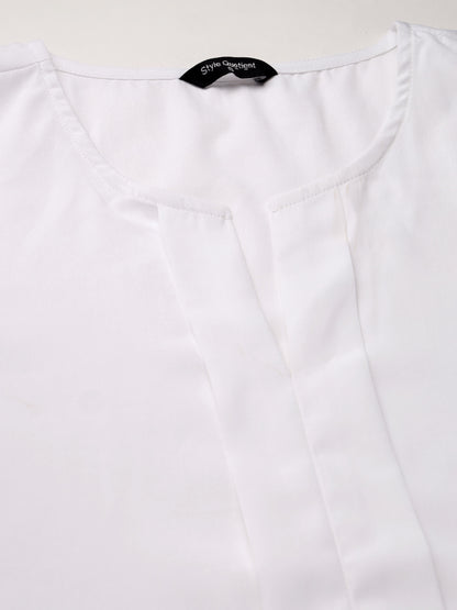 Style Quotient Women White Solid Polyester Regular Formal Top