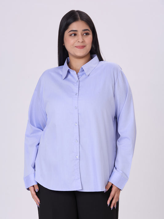 Style Quotient Women Chambray Blue Formal Shirt