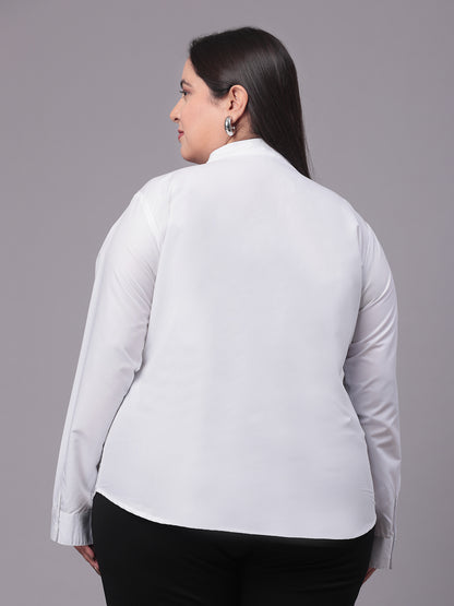 Style Quotient Women White Plus Size Classic Smart Formal Shirt