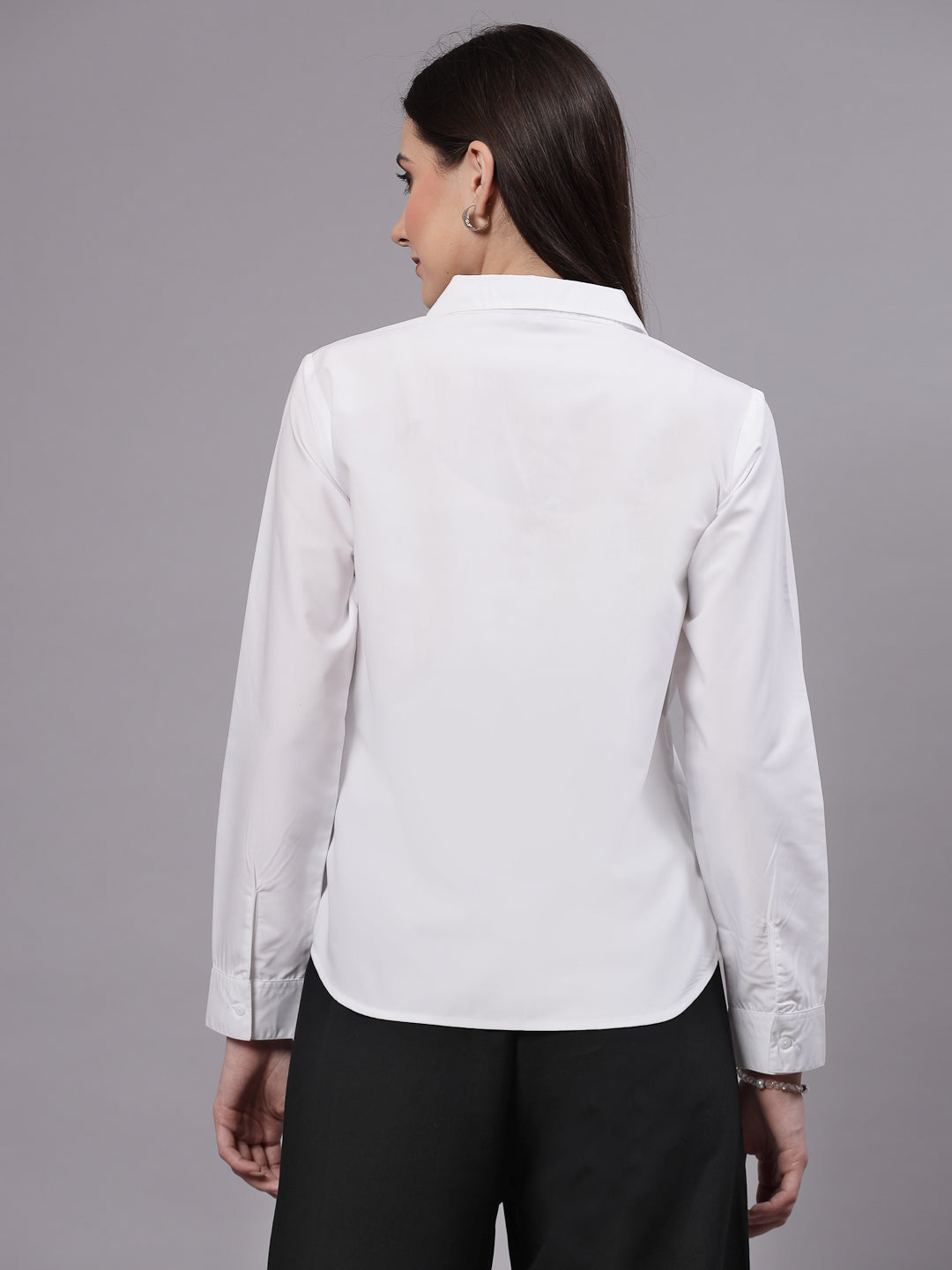 Style Quotient Women White Classic V-neck Formal Shirt