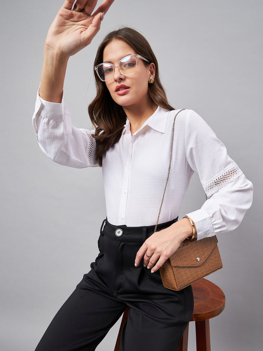 Style Quotient Women Smart White Shirt Spread Collar Full Sleeve Shirt