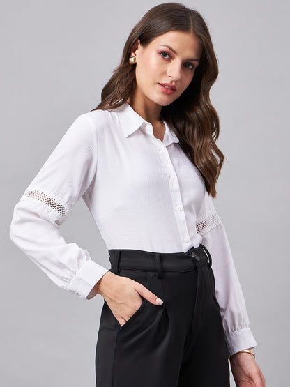 Style Quotient Women Smart White Shirt Spread Collar Full Sleeve Shirt