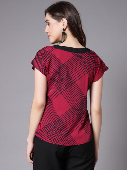 Style Quotient Women Smart Contrast Top with drop Shoulder V-neck Top