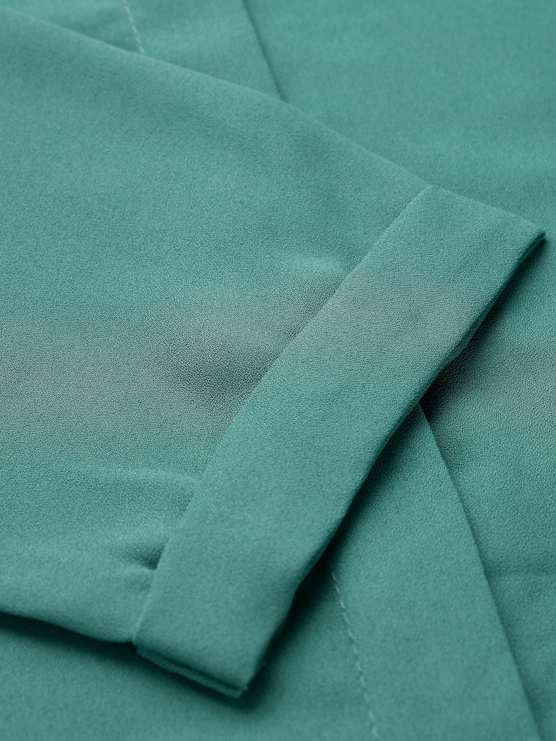 Style Quotient Women Solid Aqua Green Polycrepe Formal Shirt