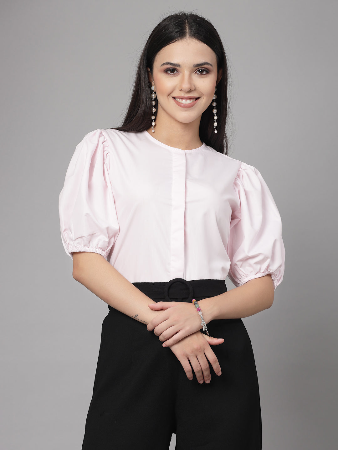 Style Quotient Women Solid Pink Polycotton Regular Formal Shirt