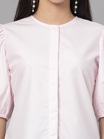 Style Quotient Women Solid Pink Polycotton Regular Formal Shirt