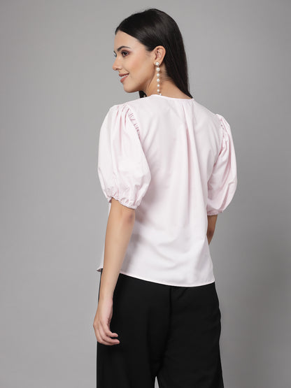 Style Quotient Women Solid Pink Polycotton Regular Formal Shirt