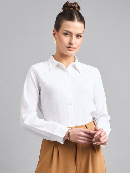 Style Quotient solid textured spread collar shirt